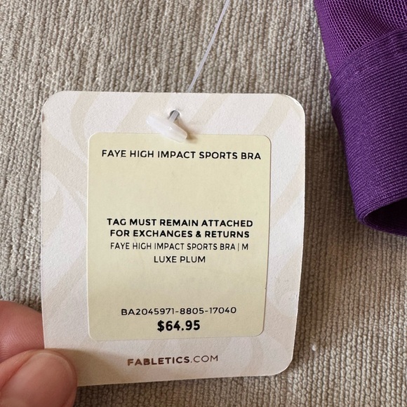 Fabletics Faye High Impact Sports Bra Luxe Plum Purple Size M Strappy Crossback - Picture 7 of 10